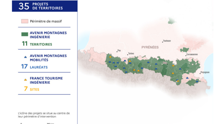 Carte des dispositifs Ingénierie dans les Pyrénées
