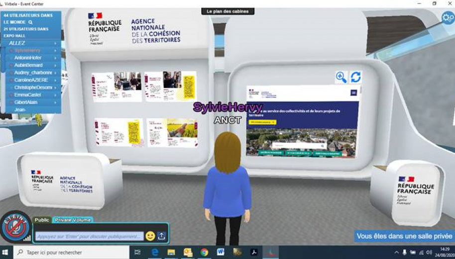 Vue sur le stand virtuel de l'ANCT au salon Ruralitic 2020