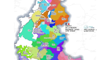 Carte en couleur avec les périmètre des territoires du programme