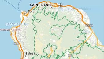 Carte de l'ouest de l'île de La Réunion