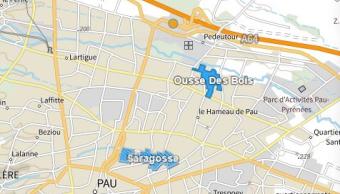Plan de la ville de Pau, avec le quartier Saragosse